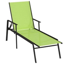 vidaXL Chaise longue Acier et tissu textilène Vert