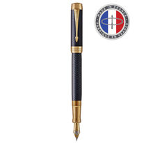 Parker duofold prestige centennial stylo plume  chevron bleu  plume moyenne en or 18k  coffret cadeau