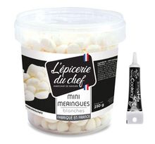 Mini meringues blanches 250 g + stylo de glaçage noir