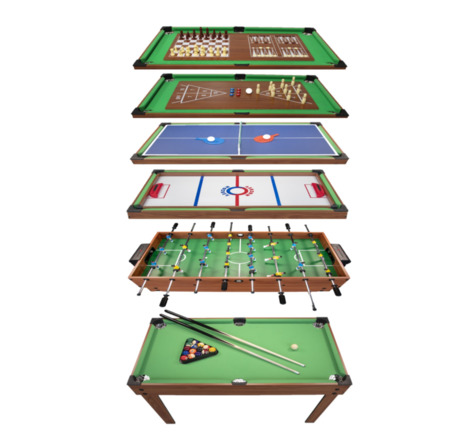 Table multi jeux 20 en 1 sur pied  multifonction avec plateaux modulables et accessoires pour 20 jeux différents  122x61x84 cm