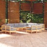 vidaXL Salon de jardin 12 Pièces avec coussins gris bois de pin solide