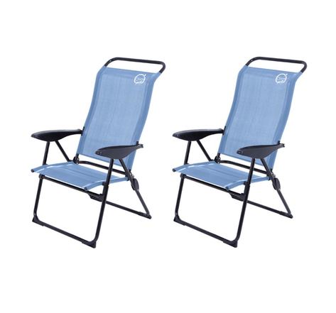 Lot de 2 fauteuils de camping 5 positions o'camp - structure pliable - couleur : bleu