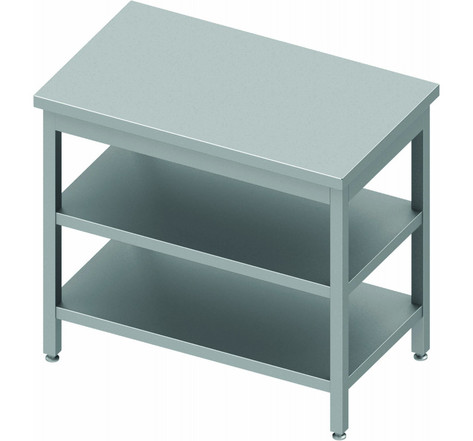 Table inox centrale avec 2 etagères - gamme 800 - stalgast - soudée - inox1100x800 x800xmm