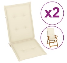 vidaXL Coussin de chaise de jardin 2 pcs Crème 120 x 50 x 3 cm