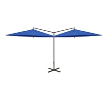 Vidaxl parasol double avec mât en acier bleu azuré 600 cm