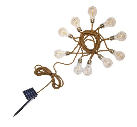 Guirlande solaire en corde 10 ampoules fantasy cord solar beige corde 7.45m