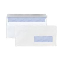 5 enveloppes blanches en papier avec fenêtre - 11 x 22 cm