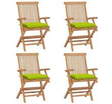 Vidaxl chaises de jardin avec coussins vert vif 4 pcs bois de teck
