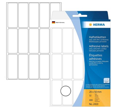 Etiquettes multi-usage, 20 x 50mm, blanc pack de 480 herma