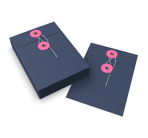 Lot de 20 enveloppes bleue marine + rose à rondelle et ficelle 162x114