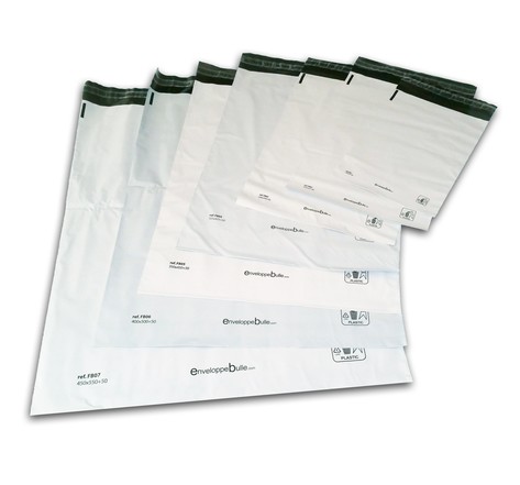Lot de 50 Enveloppes plastiques blanches opaques FB07 - 450x550 mm