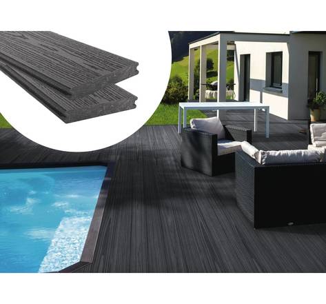 Pack 15 m² - lames de terrasse composite co-extrudées - gris