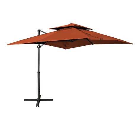 Vidaxl parasol déporté à double toit terre cuite 250x250 cm