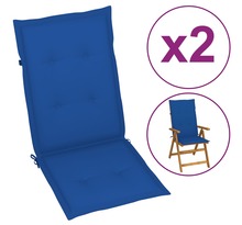 vidaXL Coussins de chaise de jardin 2 pcs Bleu royal 120x50x3 cm