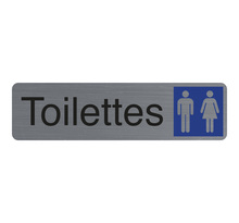 Plaque Adhésive Imitation Aluminium Toilettes Dame / Homme 16 5x4 4 Cm - Gris - Exacompta