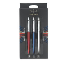 PARKER Jotter London Set : stylo bille bleu royal + stylo rouge Kensington mine gel noire 0,7 mm + Porte mine acier 0,5 mm