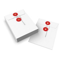 Lot de 20 enveloppes blanche + rouge à rondelle et ficelle 162x114