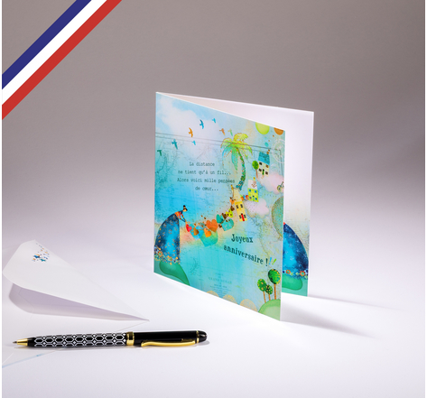Carte double Comme un rêve créée et imprimée en France sur papier certifié PEFC - Joyeux anniversaire