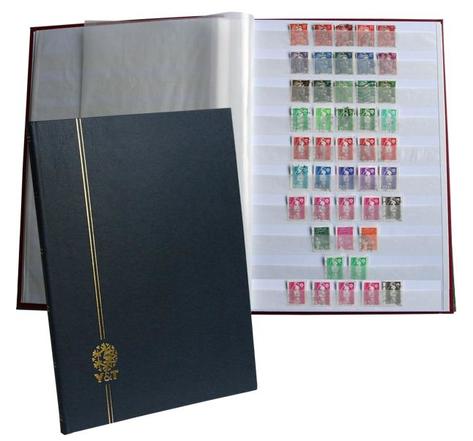 PERFECTA : Classeur fixe pour timbres (Grand modèle-Pages Blanches-32p. Bleu)