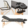 Tectake Table de massage pliante 3 Zones Bois, cosmétique, portable - noir