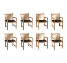 Vidaxl chaises de jardin 8 pcs avec coussins noir bois de teck massif