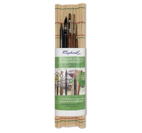 Set de 4 pinceaux en bambou + 1 monolith pour aquarelle