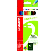 Étui carton de 12 crayons de couleur GREENcolors couleurs assorties STABILO