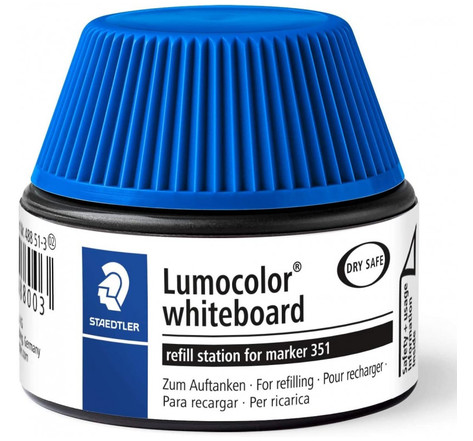 Flacon recharge pour feutre effaçable sec - bleu - lumocolor - staedtler