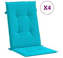 vidaXL Coussins de chaise à dossier haut 4 Pièces turquoise tissu