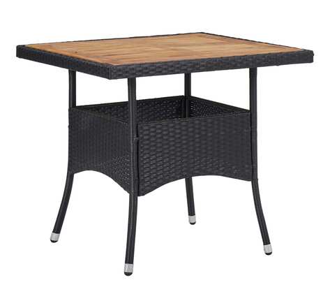 Vidaxl table d'extérieur noir résine tressée et bois d'acacia solide