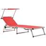 vidaXL Chaise longue pliable avec auvent Aluminium et textilène Rouge