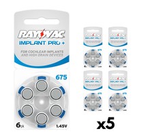 Piles auditives rayovac 675 implant pro+, 5 plaquettes