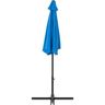 Parasol droit rond diam 2,5 m - inclinable & avec manivelle - Mât aluminium et toile polyester 160g - Bleu
