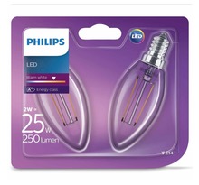 Philips ampoule bougie led 2 pcs classique 2 w 250 lumens 929001238371