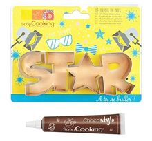 Découpoir à biscuits en inox Star + Stylo chocolat