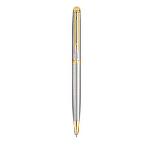 WATERMAN Hemisphere stylo bille, acier inoxydable,  attributs dorés, recharge bleue pointe moyenne, Coffret cadeau