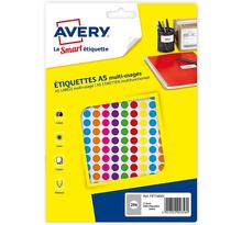 Sachet de 2058 pastilles Ø8 mm Avery - imprimables - coloris assortis