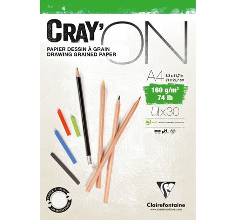 Bloc cray'on a4 - 30 feuilles - 160g - clairefontaine