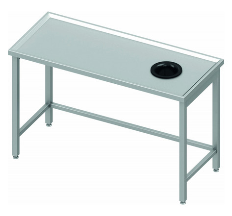 Table inox centrale avec vide ordure a droite - profondeur 700 - stalgast -  - inox1000x700 x700xmm