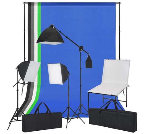 Vidaxl kit de photo avec table de photo  lumières et toiles de fond