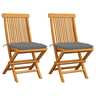 Vidaxl chaises de jardin avec coussins gris 2 pcs bois de teck massif
