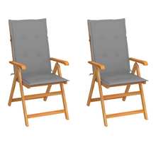 Vidaxl chaises de jardin 2 pcs avec coussins gris bois de teck massif