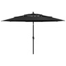 Vidaxl parasol à 3 niveaux avec mât en aluminium noir 3 5 m