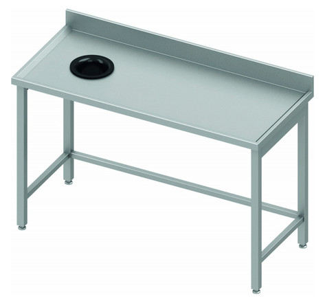 Table inox adossée - vide ordure à gauche - profondeur 800 - stalgast - 800x800 x800xmm