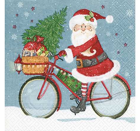Serviette Santa on a bike 20 pièces - Graine créative