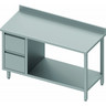 Table inox avec 2 tiroirs a gauche & etagère - gamme 600 - stalgast -  - acier inoxydable1200x600 x600xmm