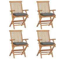 Vidaxl chaises de jardin avec coussins gris 4 pcs bois de teck massif