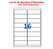 Lot de 20 planches étiquettes autocollantes blanches sur feuille a4 : 99 x 33 9 mm (16 étiquettes par feuille  spéciales bons de transport)