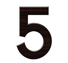 Numéro 5-Numéro adhésif pour boîtes aux lettres - Résine de 3 mm, hauteur environ 50 mm - Taurus (chêne foncé)