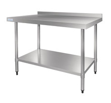 Table inox professionnelle avec dosseret - gamme 700 - vogue -  - acier inoxydable1800x700 600x700x900mm